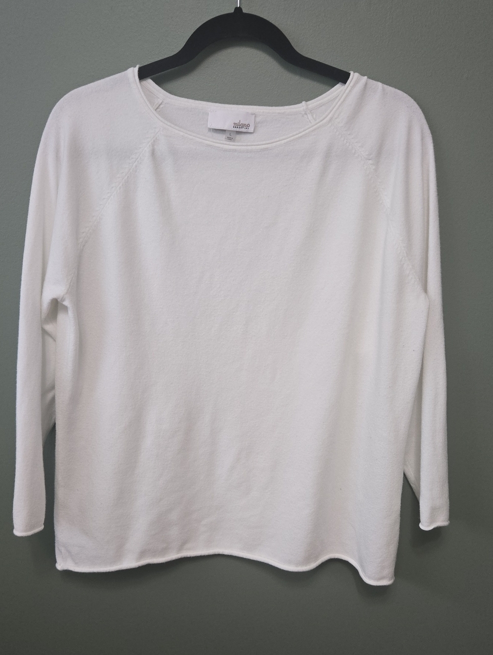 Women's Milano White Long-Sleeve Pullover Top Sz L